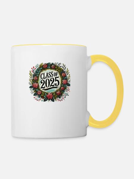 Jahrgang 2025 - Tasse zweifarbig - Weiß/Gelb