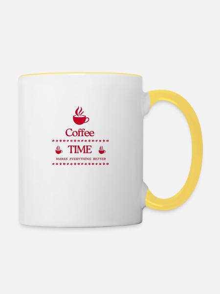 COFFEE TIME - Tasse zweifarbig - Weiß/Gelb