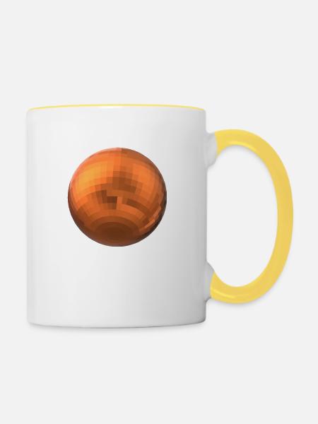 Orangefarbene Kugel - Tasse zweifarbig - Weiß/Gelb