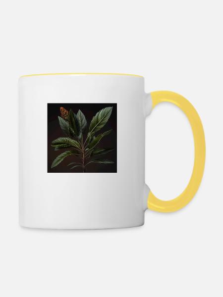 Florale Eleganz - Tasse zweifarbig - Weiß/Gelb