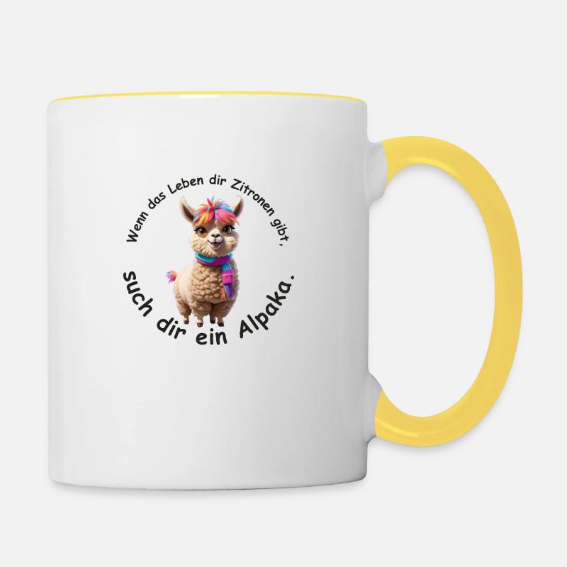 Trouver un alpaga - Mug contrasté - blanc/jaune