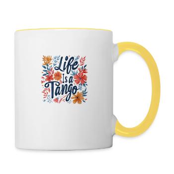 La vie est un tango - Mug contrasté - blanc/jaune - Droite