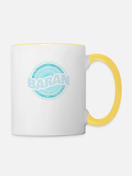 Geschenkidee Baran - Tasse zweifarbig - Weiß/Gelb