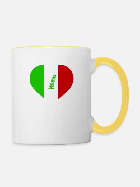 herz italien - Tasse zweifarbig - Weiß/Gelb