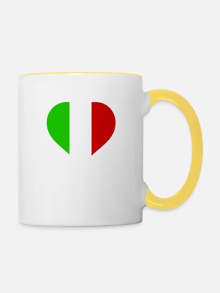 herz italien - Tasse zweifarbig - Weiß/Gelb