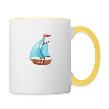 Voilier - Mug contrasté - blanc/jaune - Droite