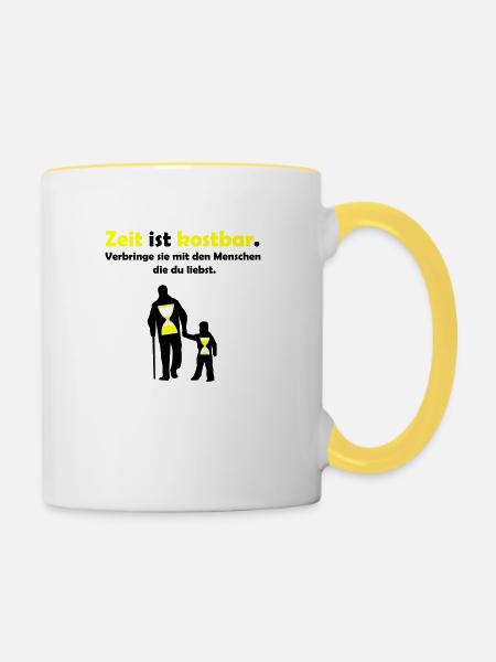 zeit ist kostbar - Tasse zweifarbig - Weiß/Gelb