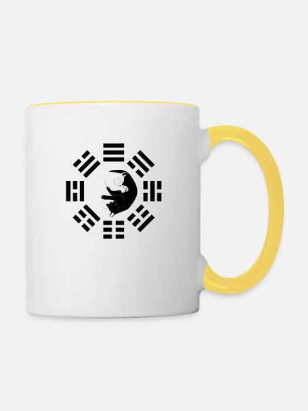 I Ging Katze - Tasse zweifarbig - Weiß/Gelb