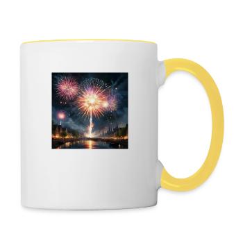 Feuerwerk - Tasse zweifarbig - Weiß/Gelb - Rechts