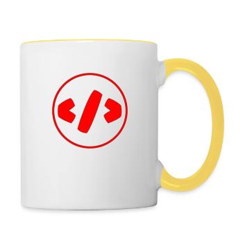 Coding Logo - Tasse zweifarbig - Weiß/Gelb - Rechts