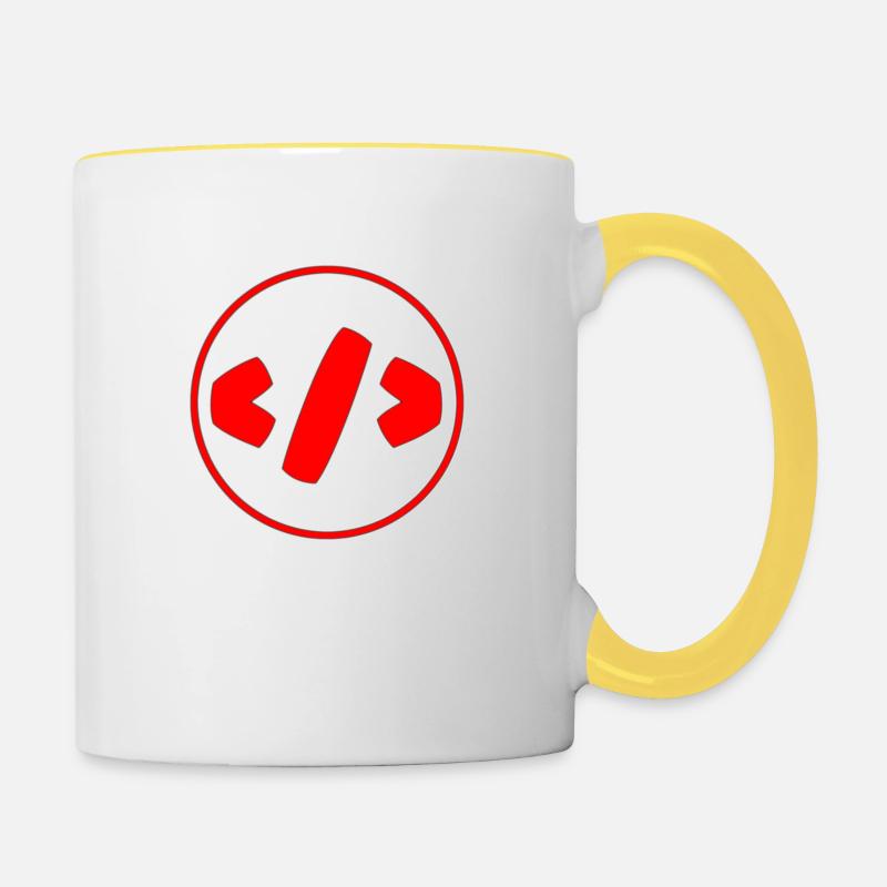 Coding Logo - Tasse zweifarbig - Weiß/Gelb