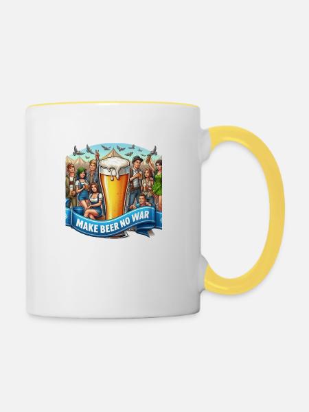 Make Beer no War 6 - Tasse zweifarbig - Weiß/Gelb