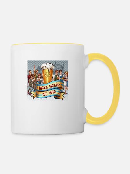 Make Beer no War 5 - Tasse zweifarbig - Weiß/Gelb