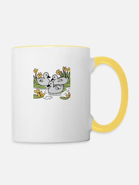 Entchen - Tasse zweifarbig - Weiß/Gelb