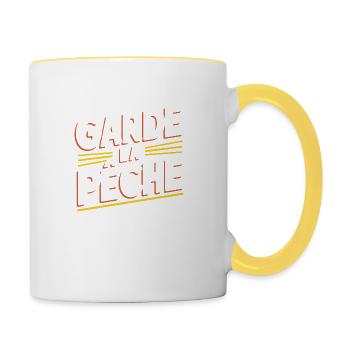 Garde la pêche - Mug contrasté - blanc/jaune - Droite