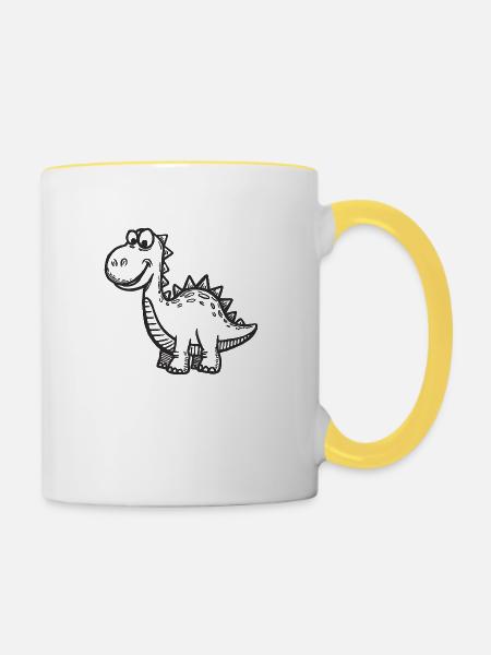 Dino Dinosaurier - Tasse zweifarbig - Weiß/Gelb