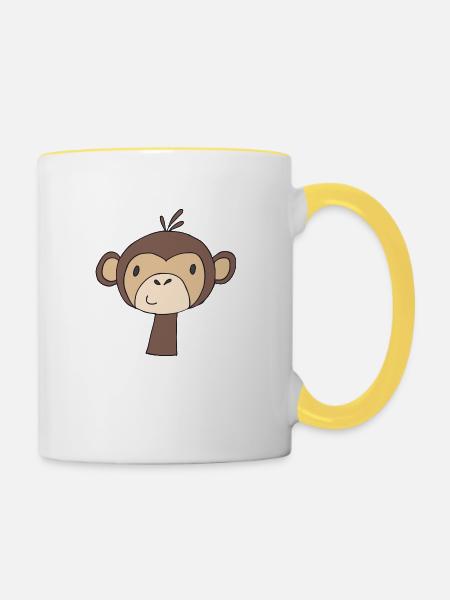 affe lustig - Tasse zweifarbig - Weiß/Gelb