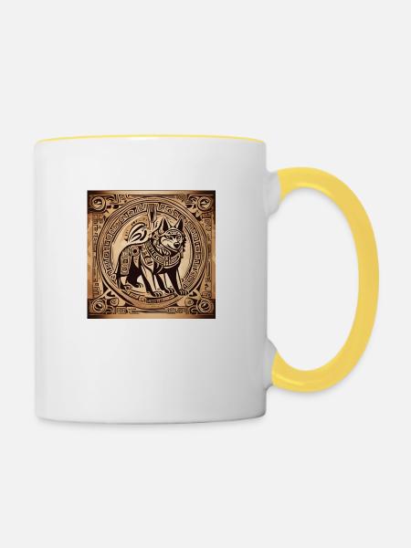Maya Wolf - Tasse zweifarbig - Weiß/Gelb