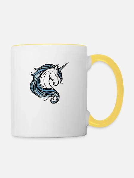 Einhorn - Tasse zweifarbig - Weiß/Gelb