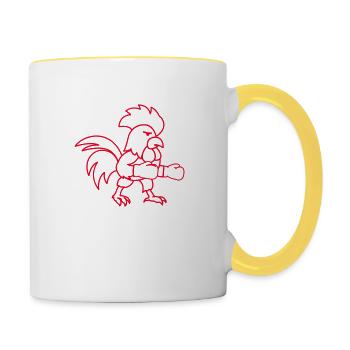 hahn boxer - Tasse zweifarbig - Weiß/Gelb - Rechts