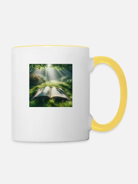 Buch - Tasse zweifarbig - Weiß/Gelb