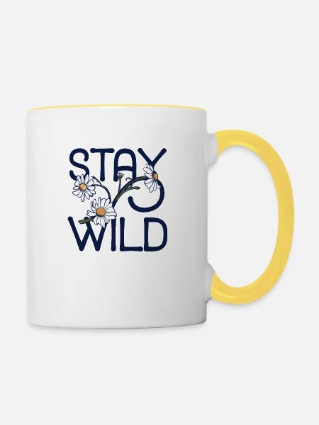 Bleib wild - Tasse zweifarbig - Weiß/Gelb