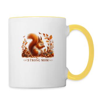 maman écureuil - Mug contrasté - blanc/jaune - Droite
