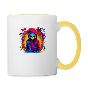 Graffiti Skeleton Boy - Tasse zweifarbig - Weiß/Gelb - Rechts