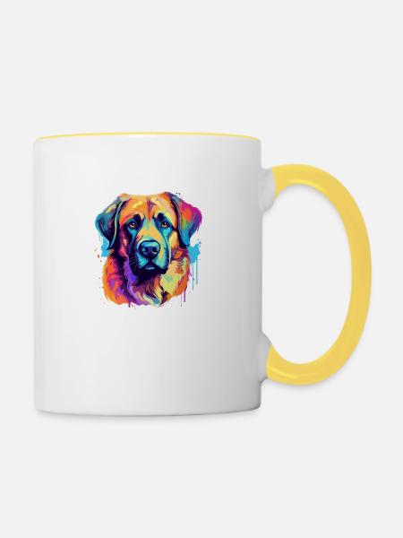 Graffity Anatolian Shepherd Hund Motiv - Tasse zweifarbig - Weiß/Gelb