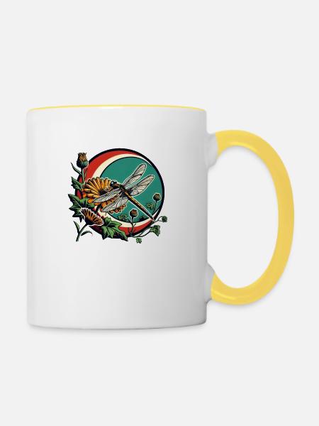 Libelle - Tasse zweifarbig - Weiß/Gelb