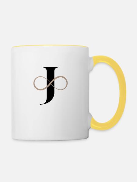 Unendlicher Buchstabe - Tasse zweifarbig - Weiß/Gelb