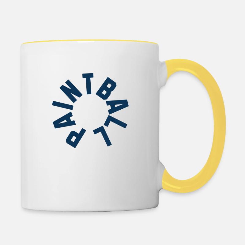 Logo de paintball simpliste dans un cercle - Mug contrasté - blanc/jaune
