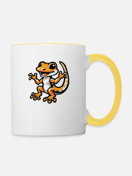 gecko tier - Tasse zweifarbig - Weiß/Gelb