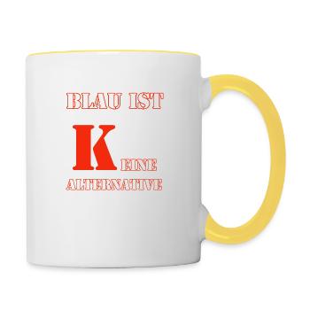 Blau ist kein Alternative - Tasse zweifarbig - Weiß/Gelb - Rechts
