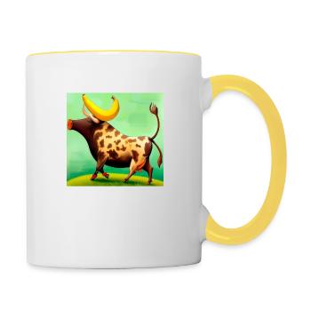 Bananen-Kuh - Tasse zweifarbig - Weiß/Gelb - Rechts