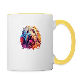 Briard Hund Motiv - Tasse zweifarbig - Weiß/Gelb - Rechts