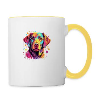 Chesapeake Bay Retriever Hund Motiv - Tasse zweifarbig - Weiß/Gelb - Rechts