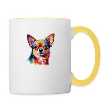 Chihuahua Hund Motiv - Tasse zweifarbig - Weiß/Gelb - Rechts