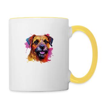Border Terrier Hund Motiv - Tasse zweifarbig - Weiß/Gelb - Rechts