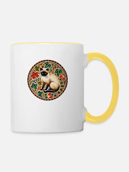 Siamkatze - Tasse zweifarbig - Weiß/Gelb