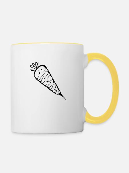 Karotte Ananas Graff (Schablone) - Tasse zweifarbig - Weiß/Gelb