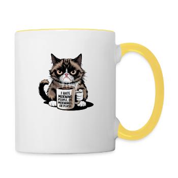 I hate morning people or mornings or people - Tasse zweifarbig - Weiß/Gelb - Rechts
