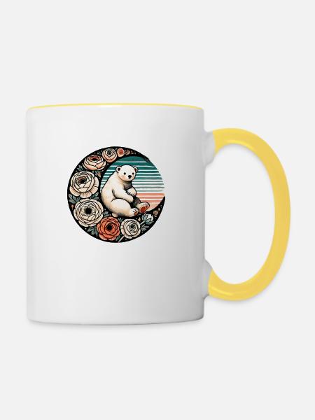 Eisbär - Tasse zweifarbig - Weiß/Gelb