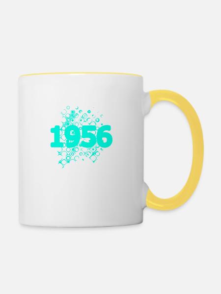 Retro 1956 - Tasse zweifarbig - Weiß/Gelb