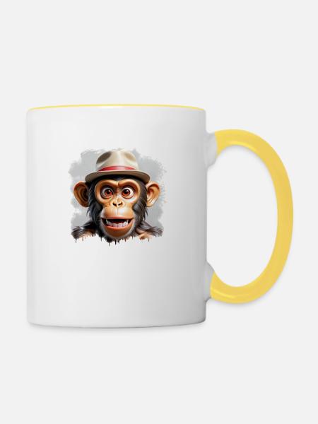 Affe X - Tasse zweifarbig - Weiß/Gelb