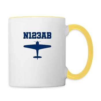 Aviation sur mesure - Avion - Vol - Pilote - Mug contrasté - blanc/jaune - Droite