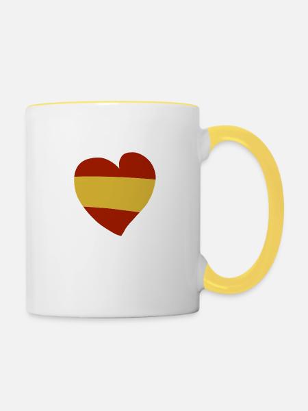 Spanien Herz - Tasse zweifarbig - Weiß/Gelb