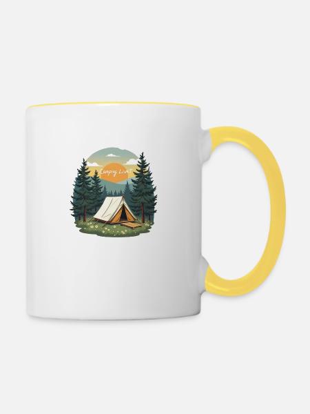 CAMPINGLEBEN - Tasse zweifarbig - Weiß/Gelb