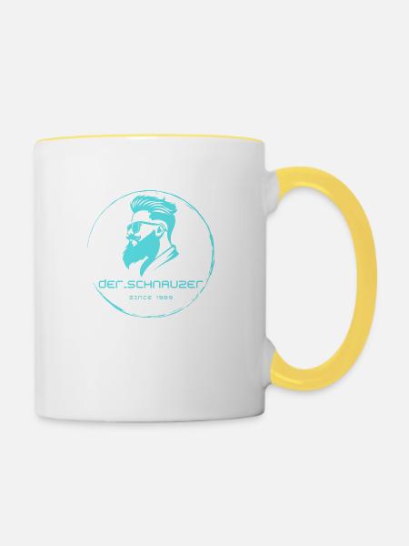 der_schnauzer hellblau - Tasse zweifarbig - Weiß/Gelb