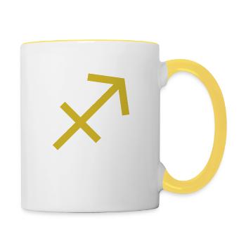 Signe du zodiaque Sagittaire, design exclusif de t-shirt - Mug contrasté - blanc/jaune - Droite